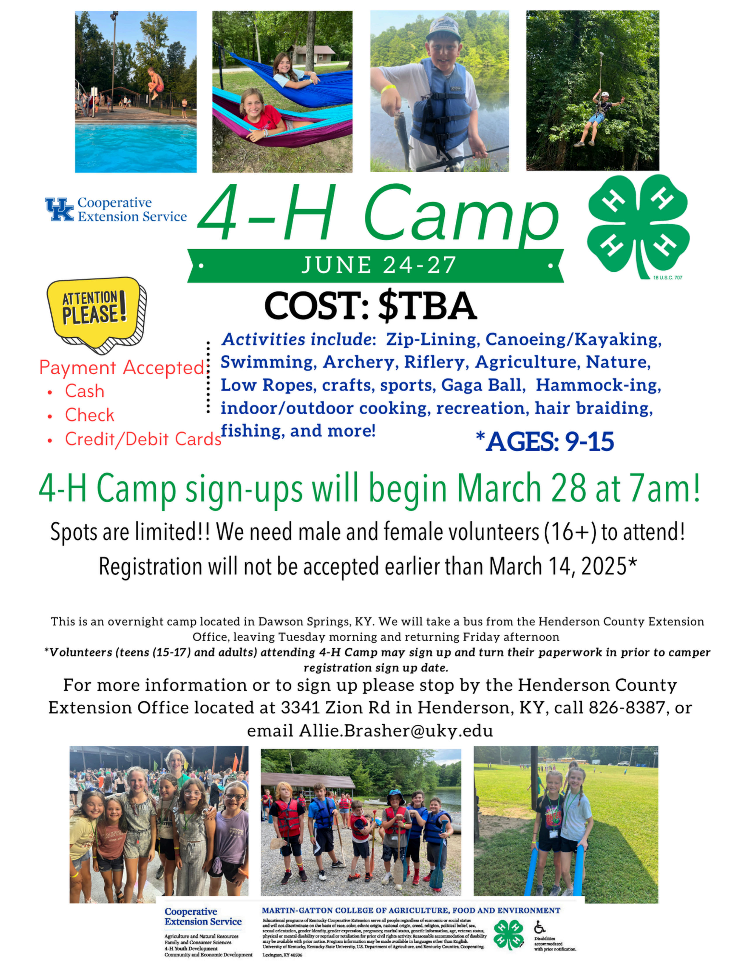 4-H Camp 2025 Information Flyer