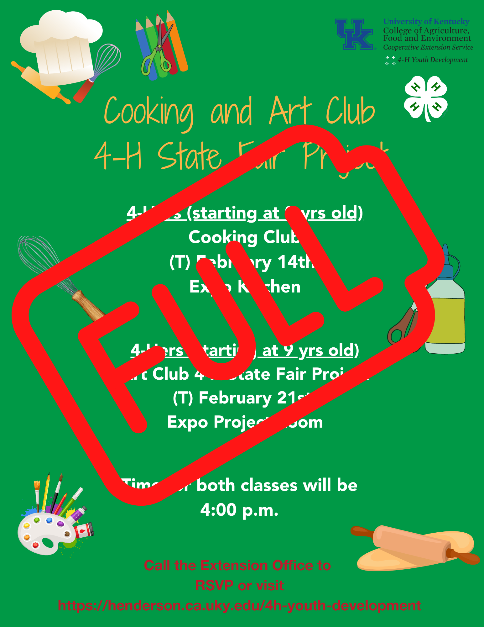 4H Cooking and Art Club are full