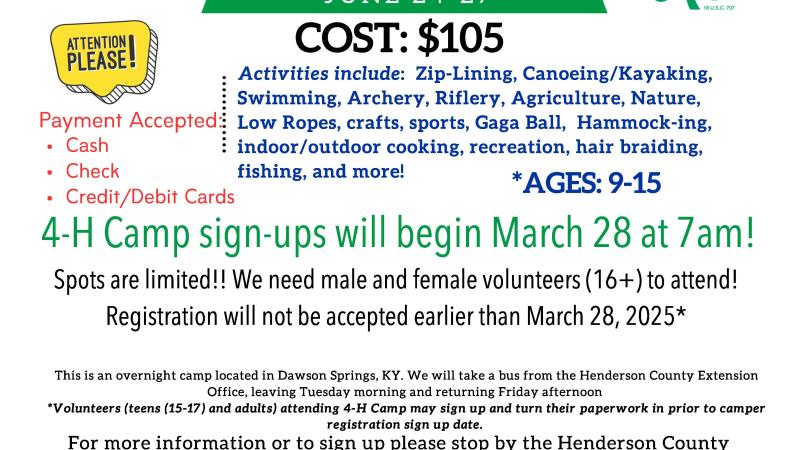 4-H Camp 2025 Information Flyer